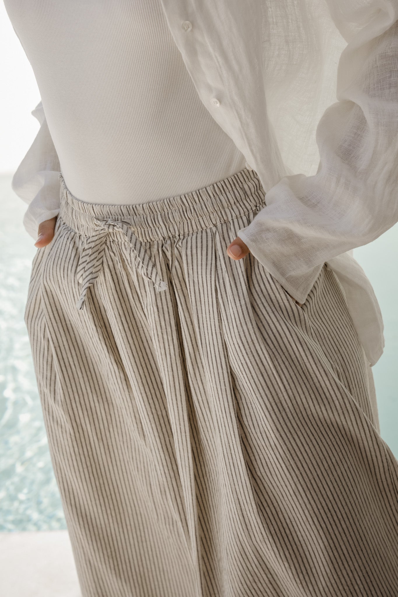 Stripe Flare Long Trousers