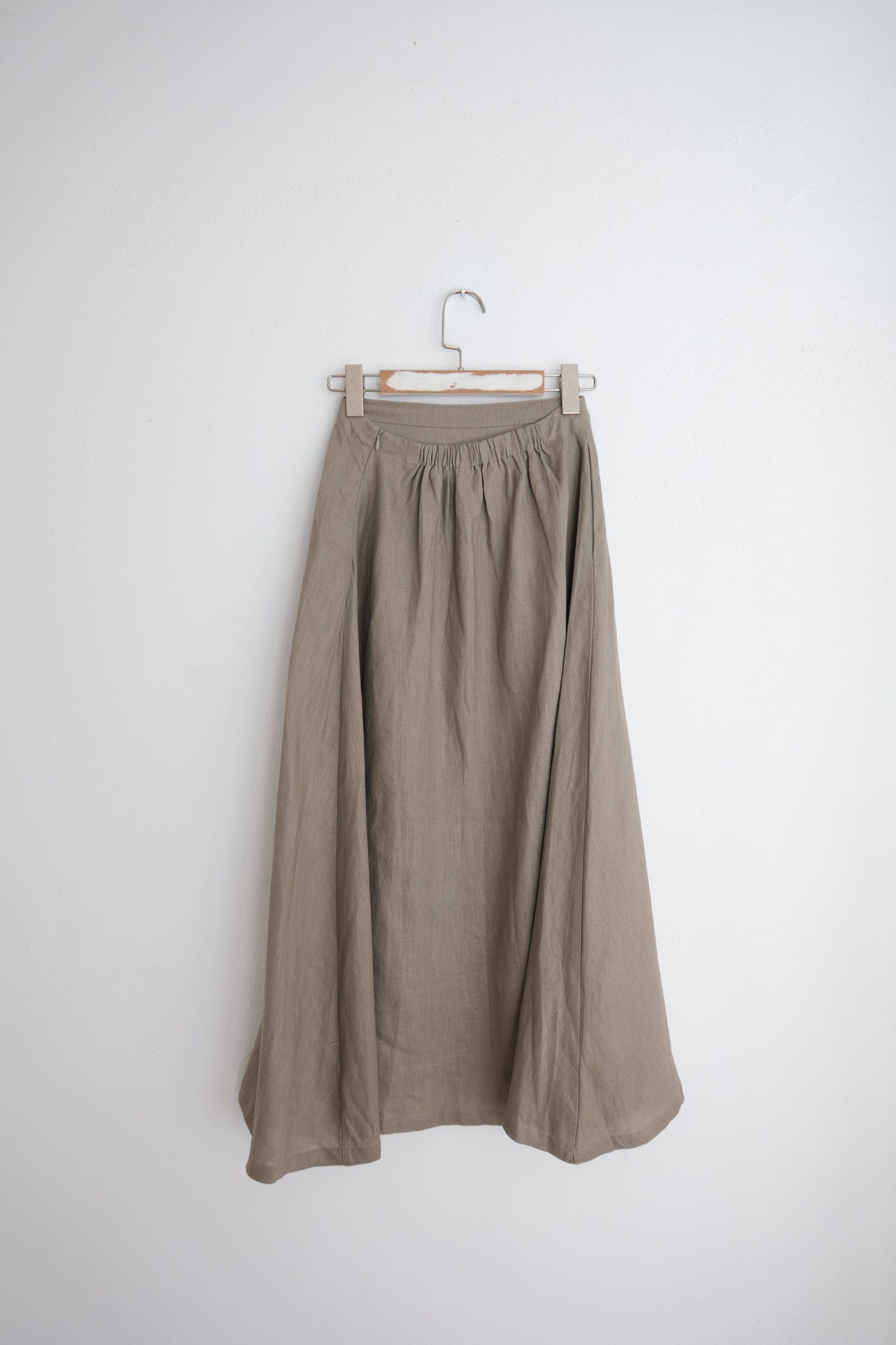 Linen Flare Midi Skirt