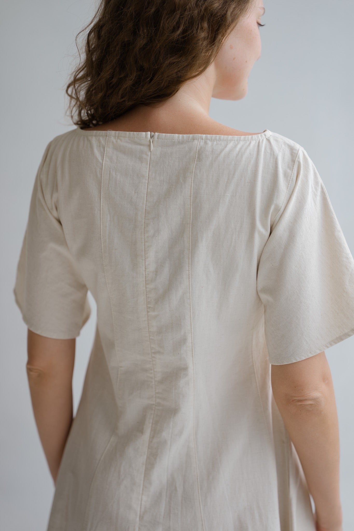 Boat Neck Linen Dress