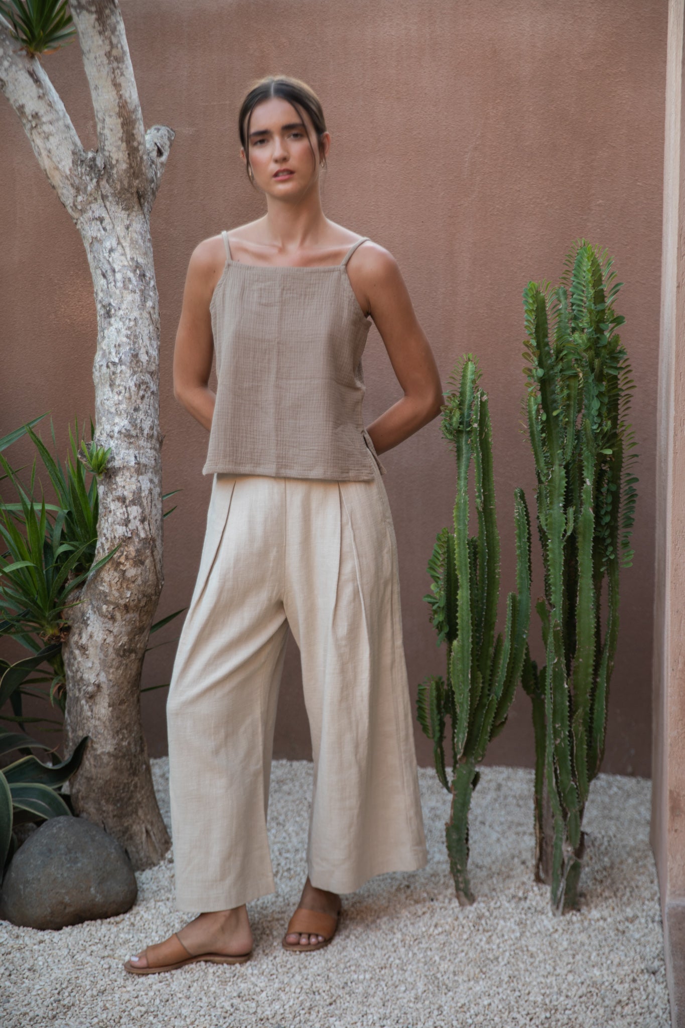 Relaxed Ramie Flare Trousers