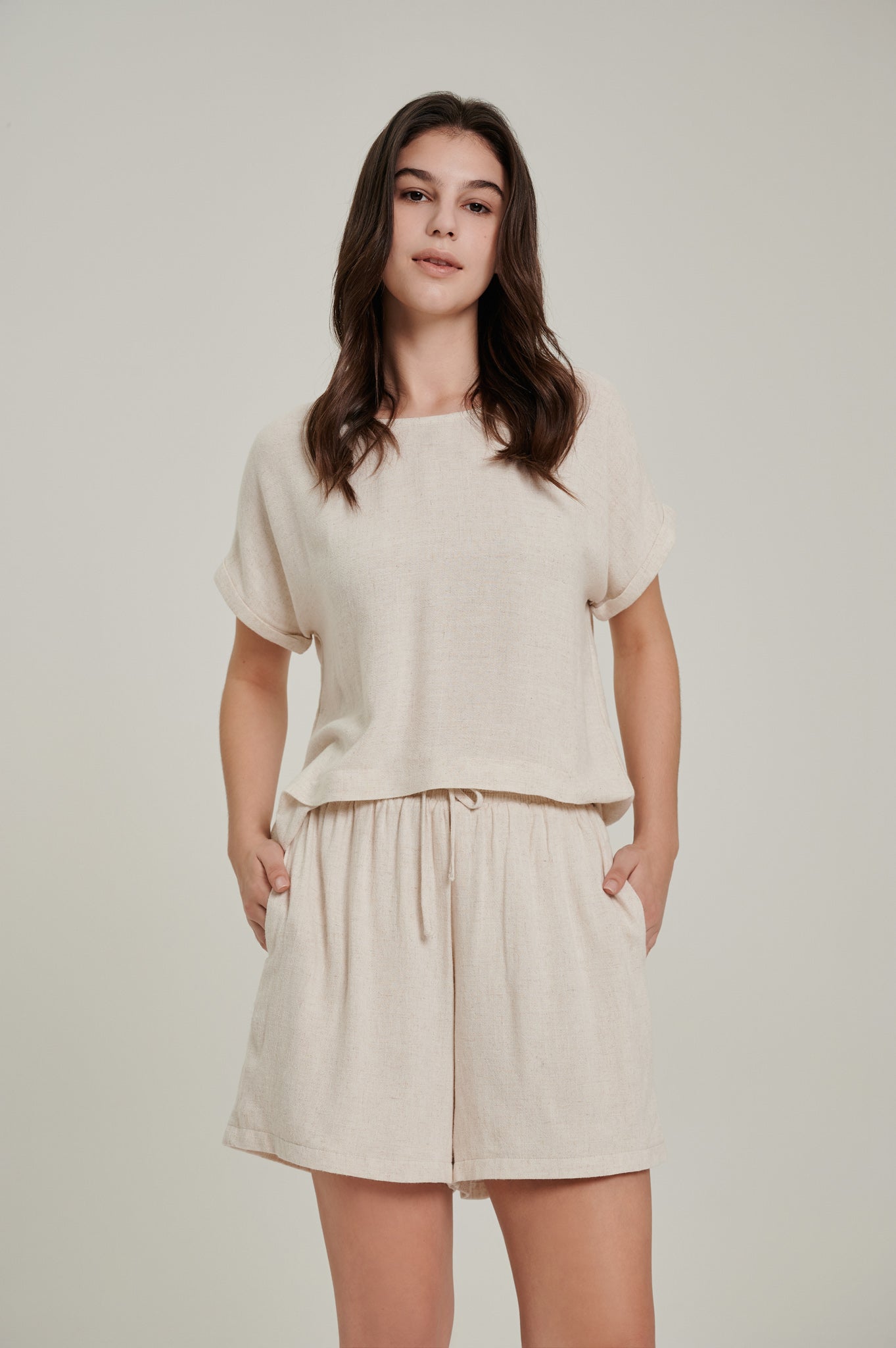 Pleated Linen Top