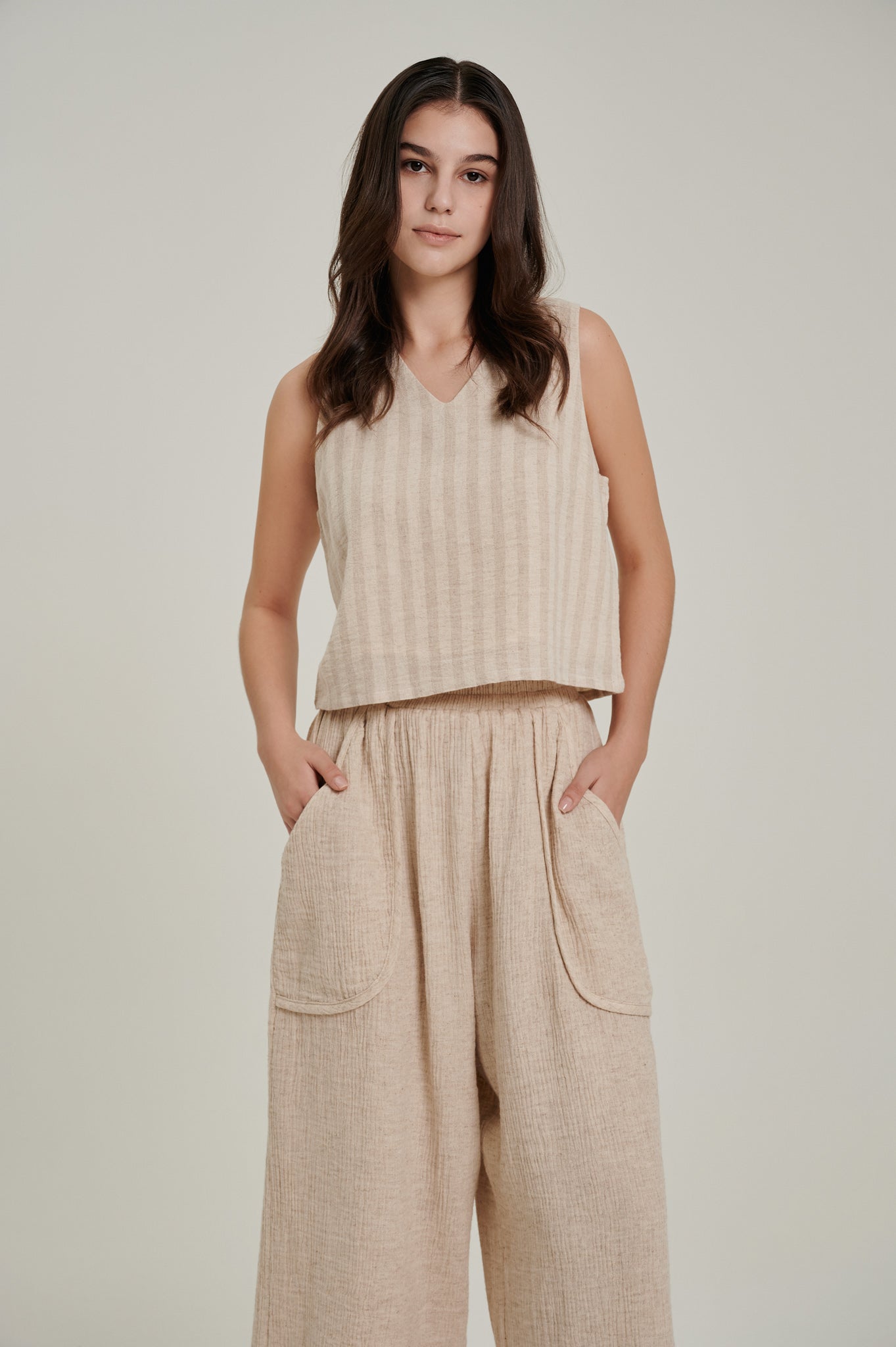 Textured Linen Flare Culottes