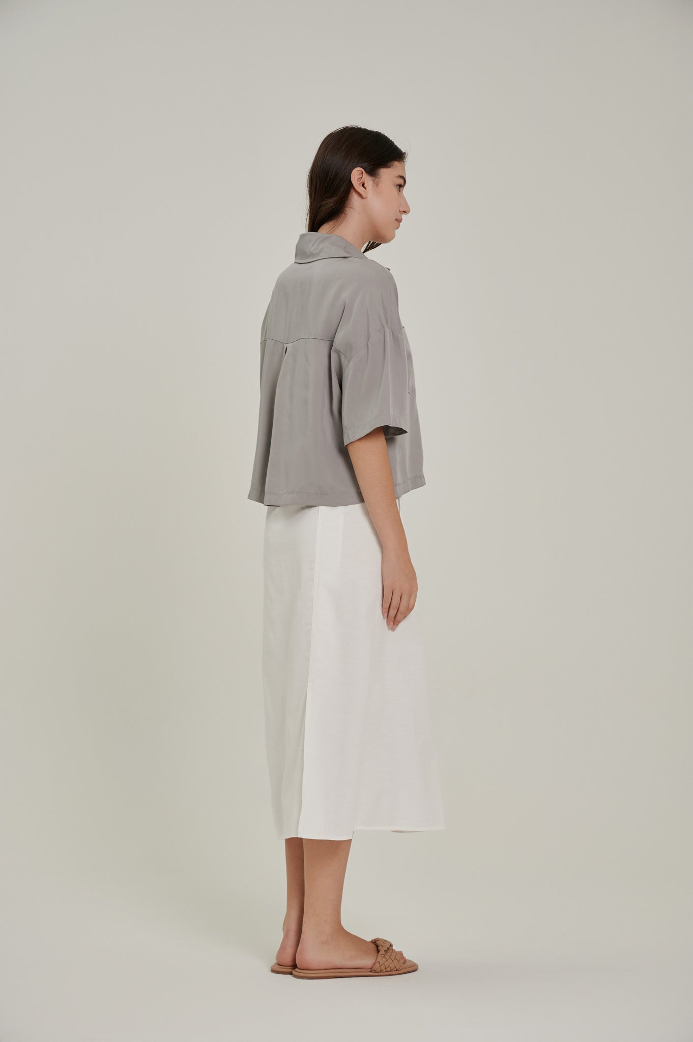 Relaxed Tencel Cropped Shirt