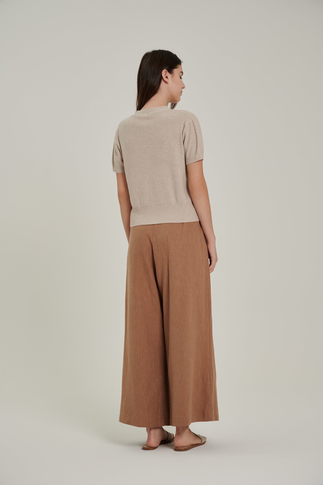 Relaxed Ramie Flare Trousers