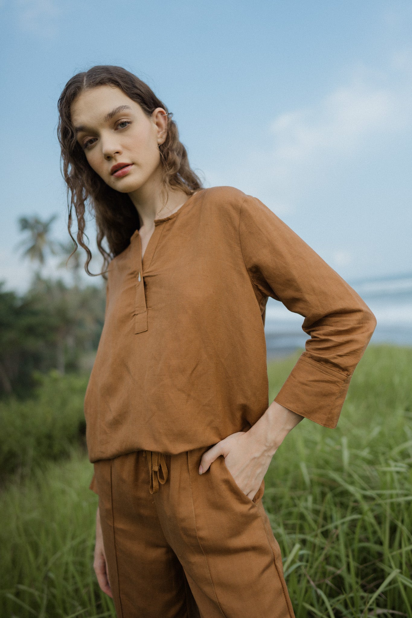 Camilia Button Linen Top