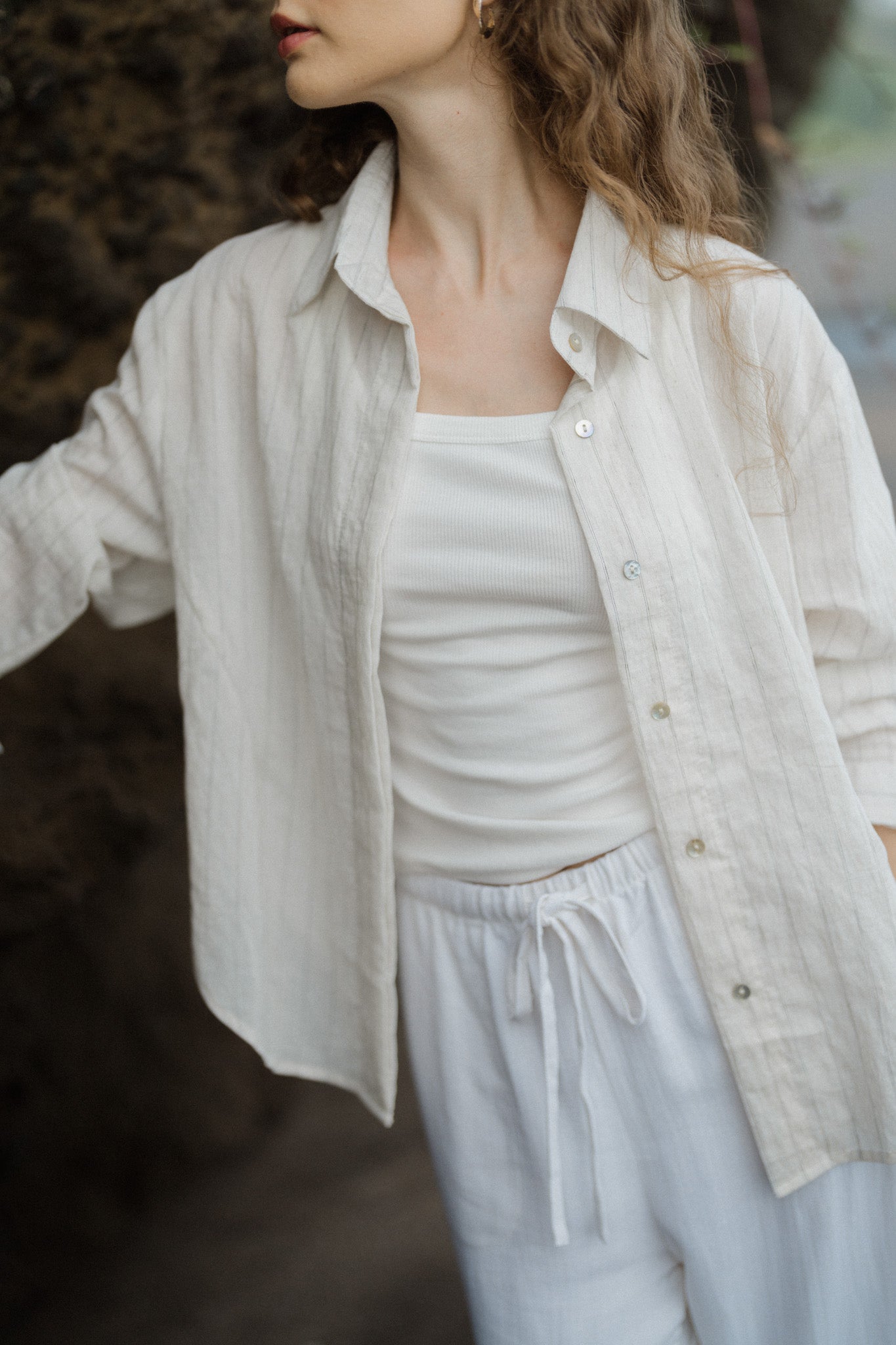 Stripe Linen Blend Shirt