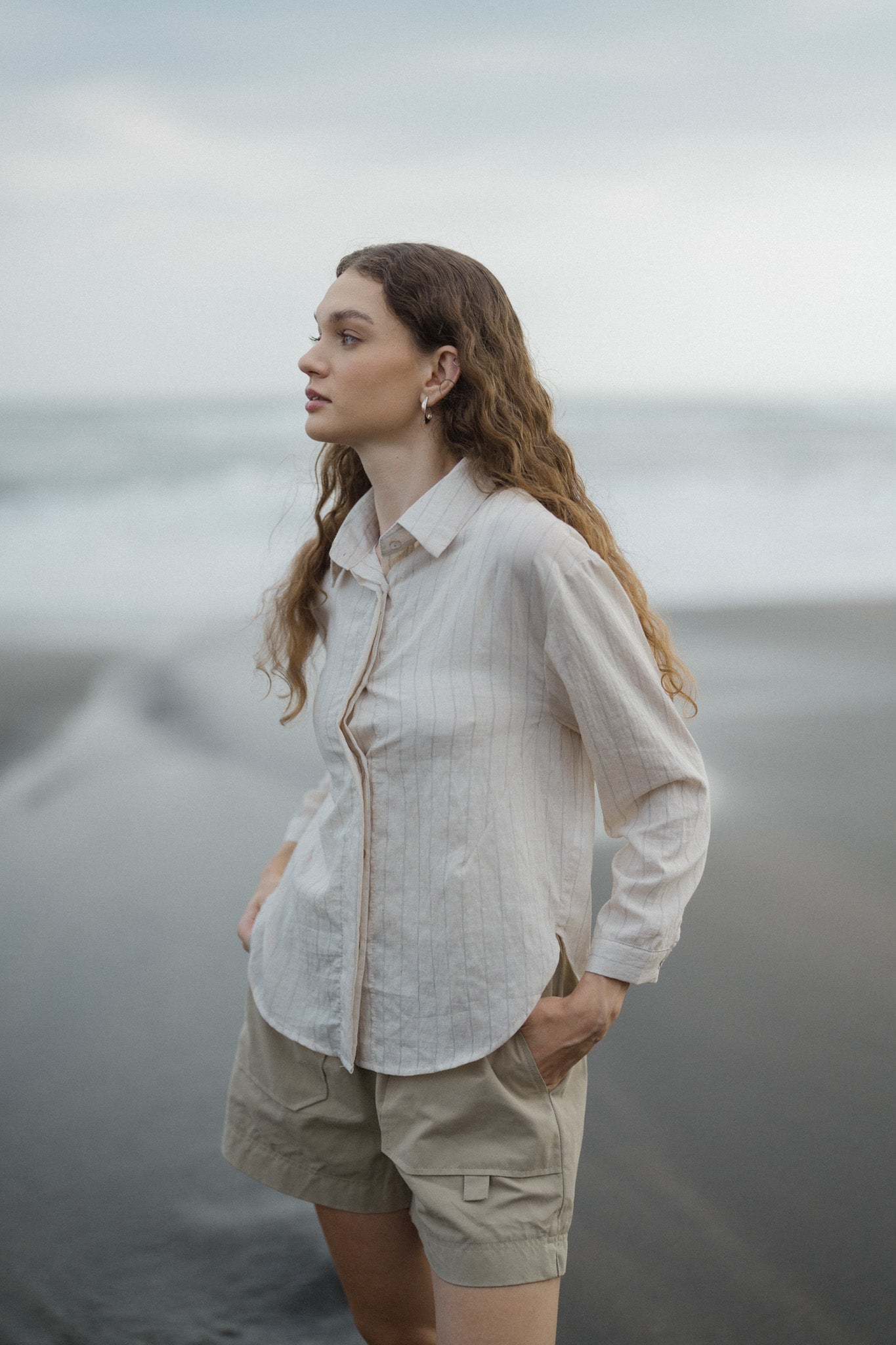 Stripe Linen Blend Shirt