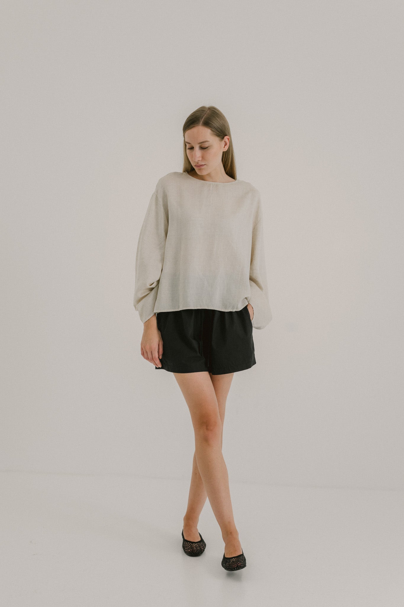 Flare Sleeve Linen Top