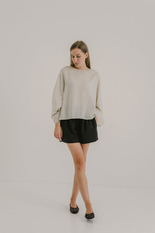 Flare Sleeve Linen Top