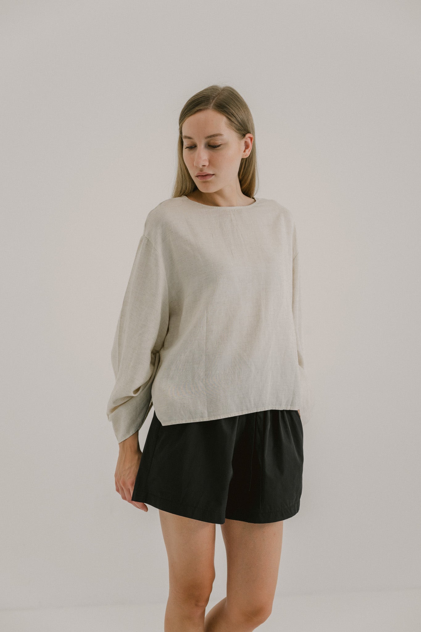 Flare Sleeve Linen Top