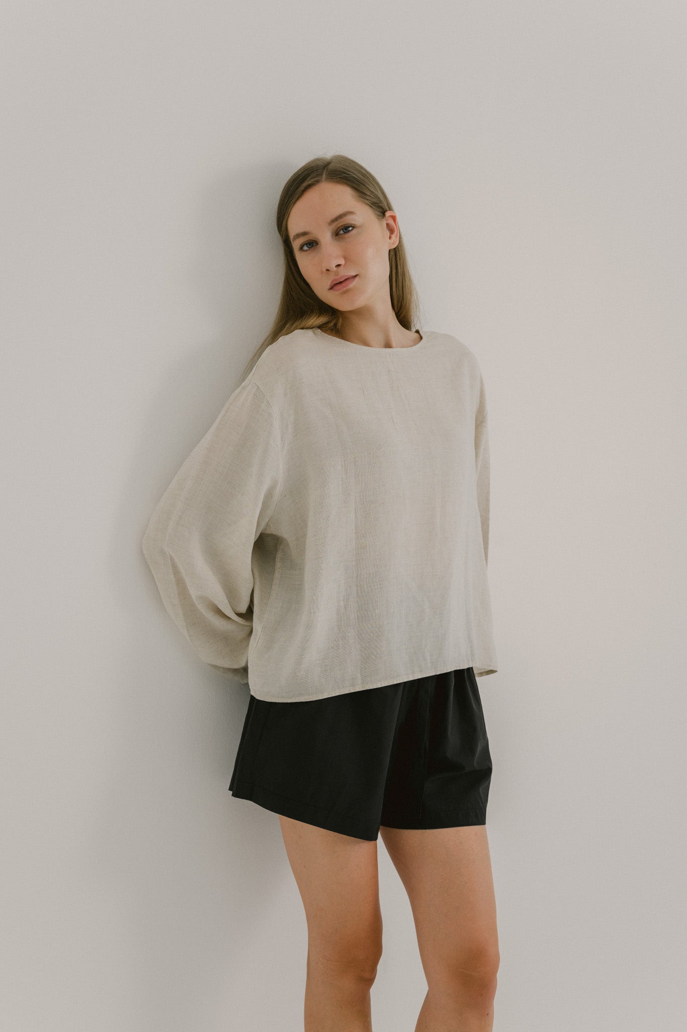 Flare Sleeve Linen Top