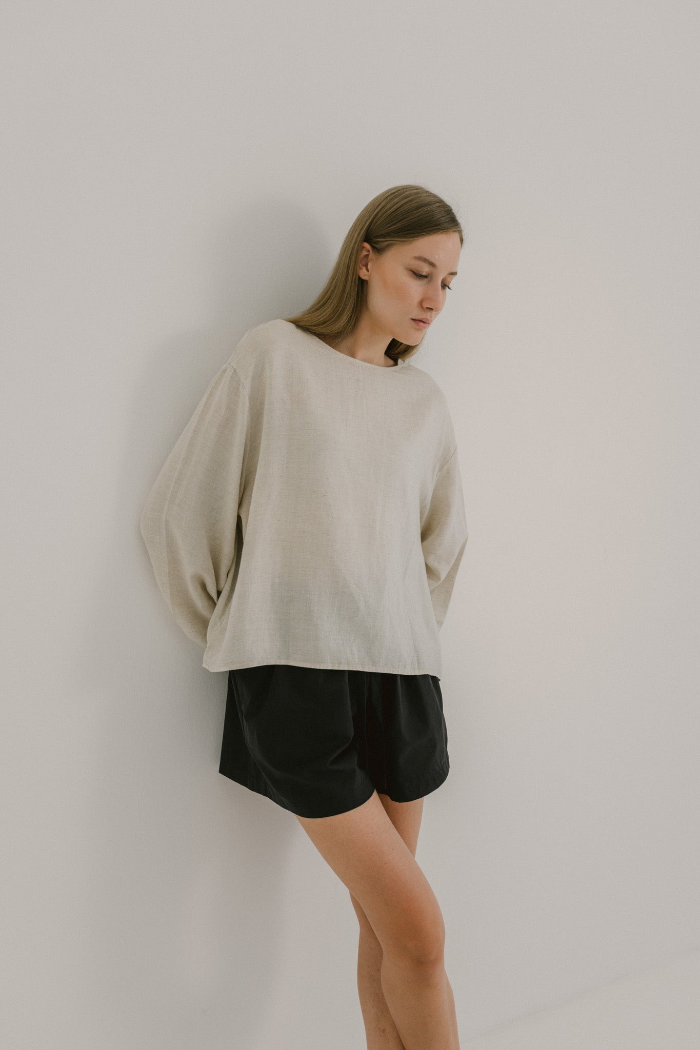 Flare Sleeve Linen Top