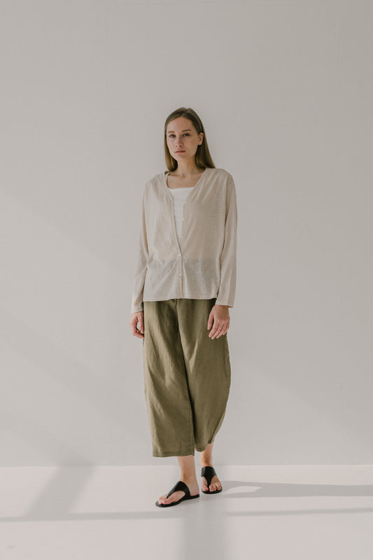 Barrel-leg Linen Trousers