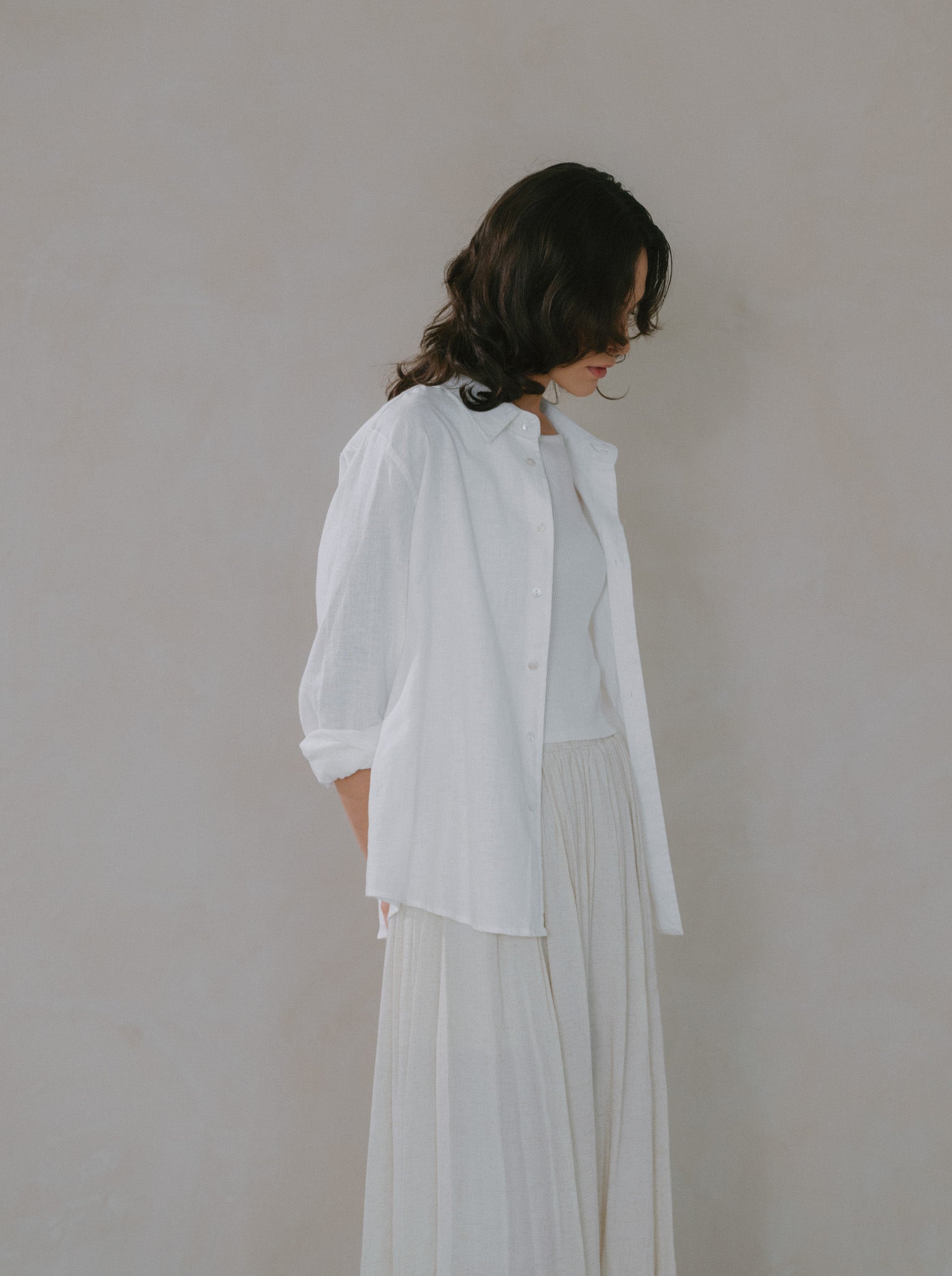 Pleated Linen Flare Palazzo