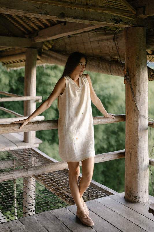 V Neck Linen Dress