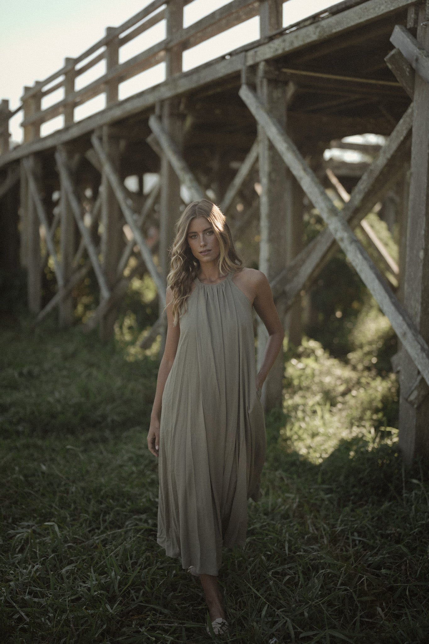 Ciela Halterneck Linen Dress