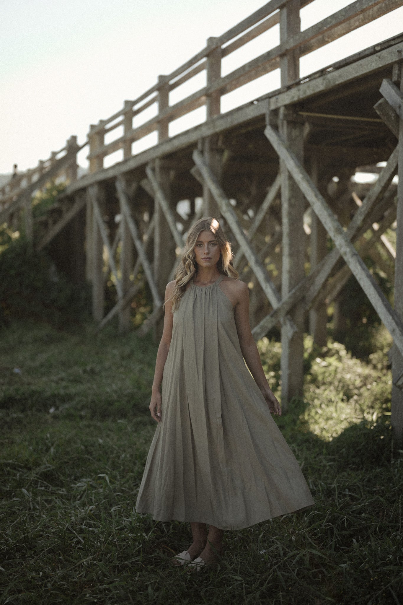 Ciela Halterneck Linen Dress