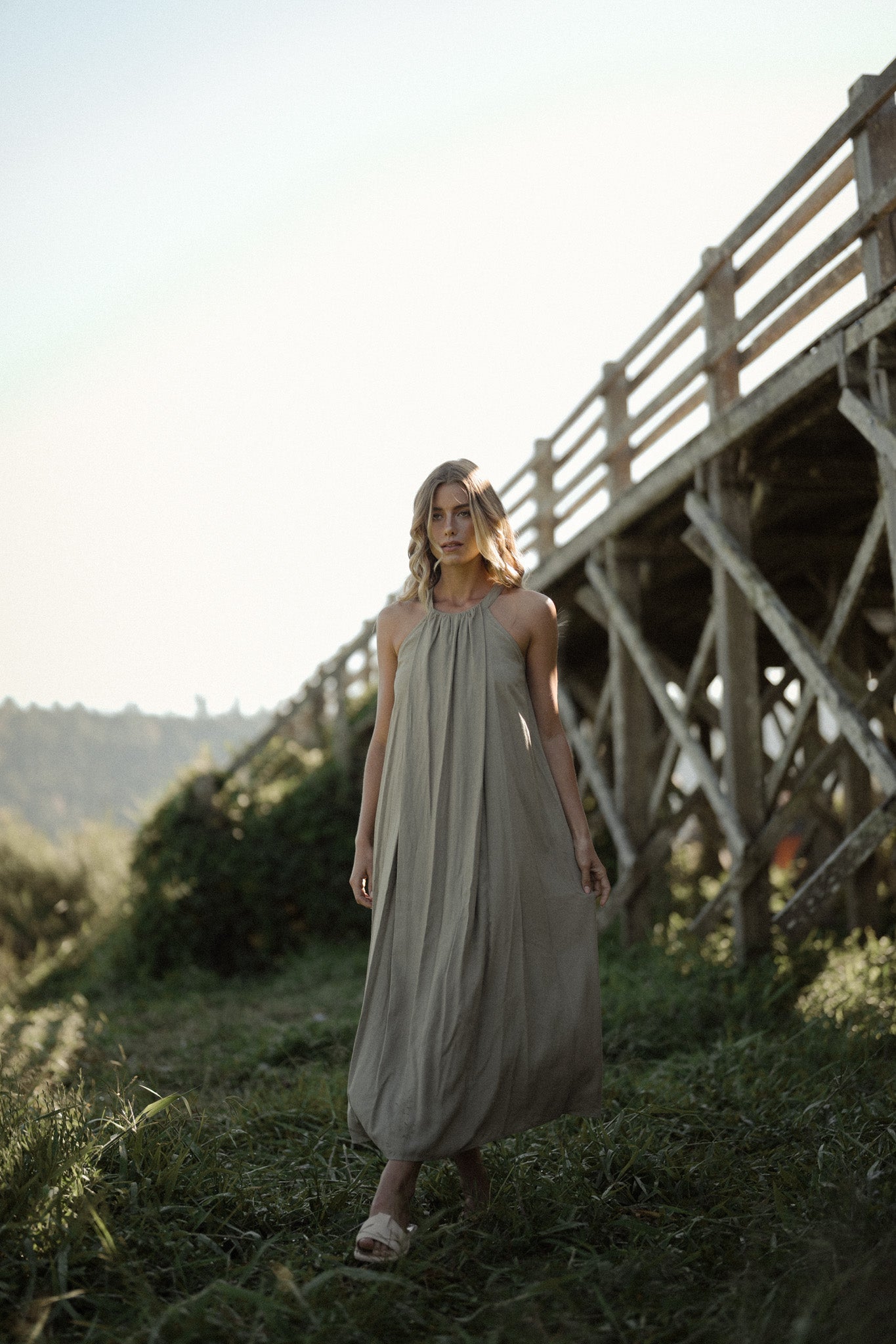 Ciela Halterneck Linen Dress