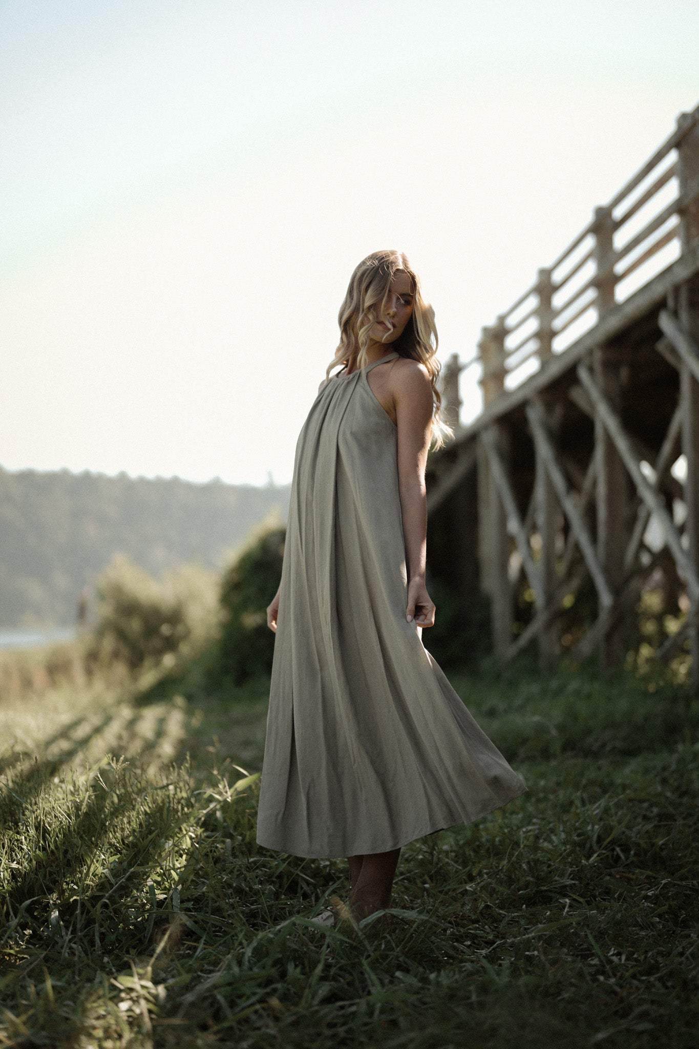 Ciela Halterneck Linen Dress