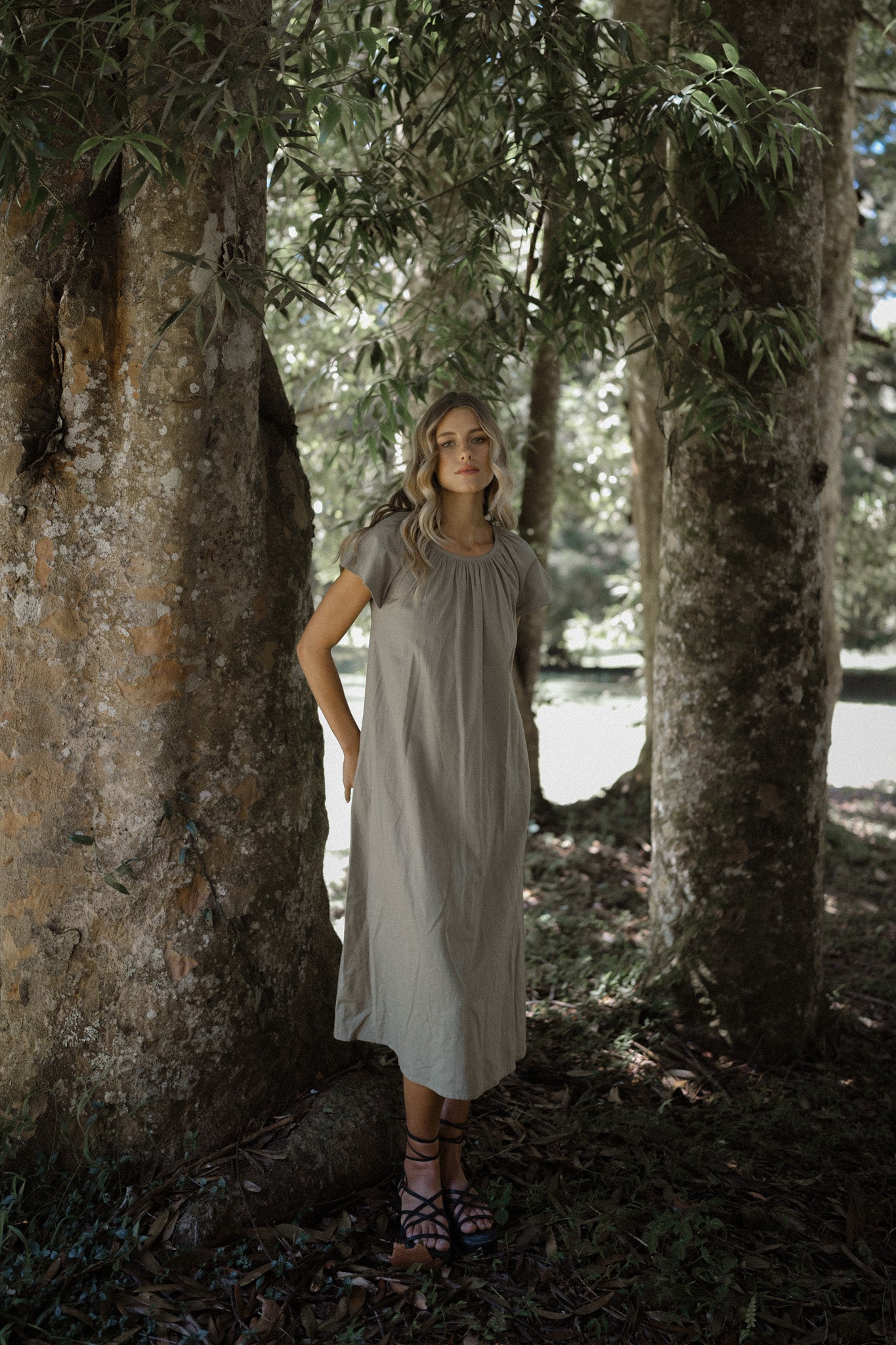 Brisa Cap Sleeve Linen Dress