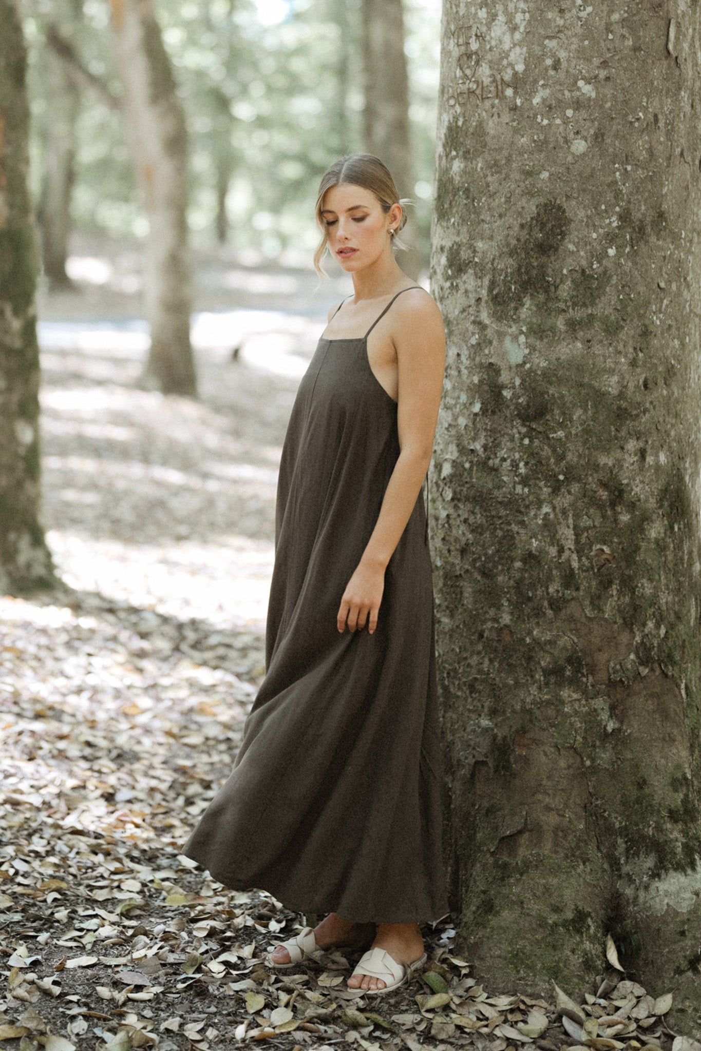 Tie Back Linen Dress