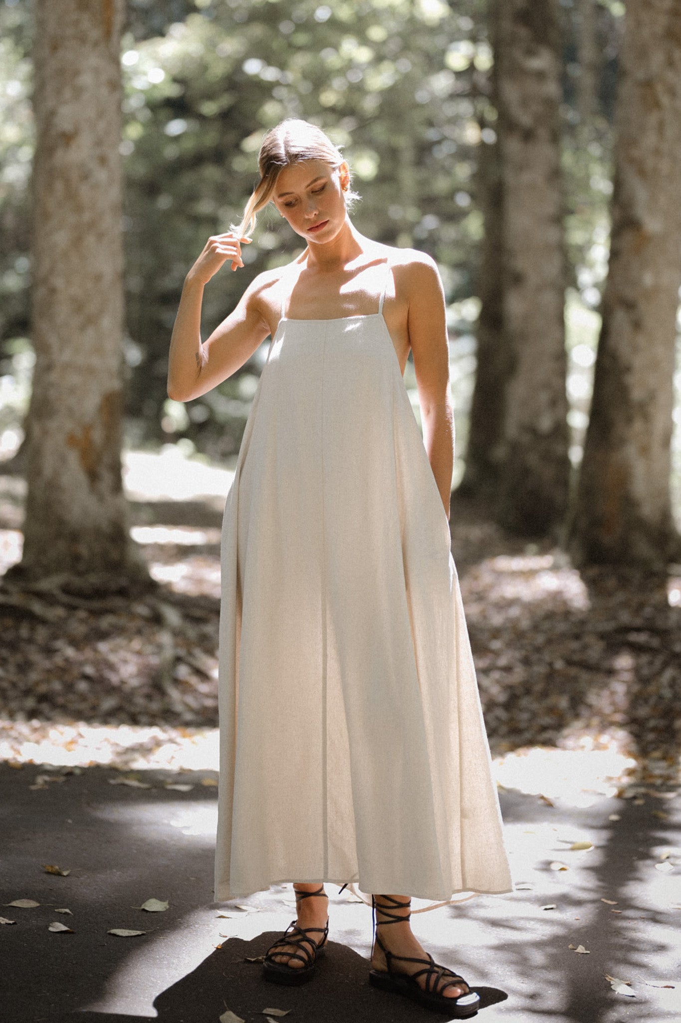 Tie Back Linen Dress