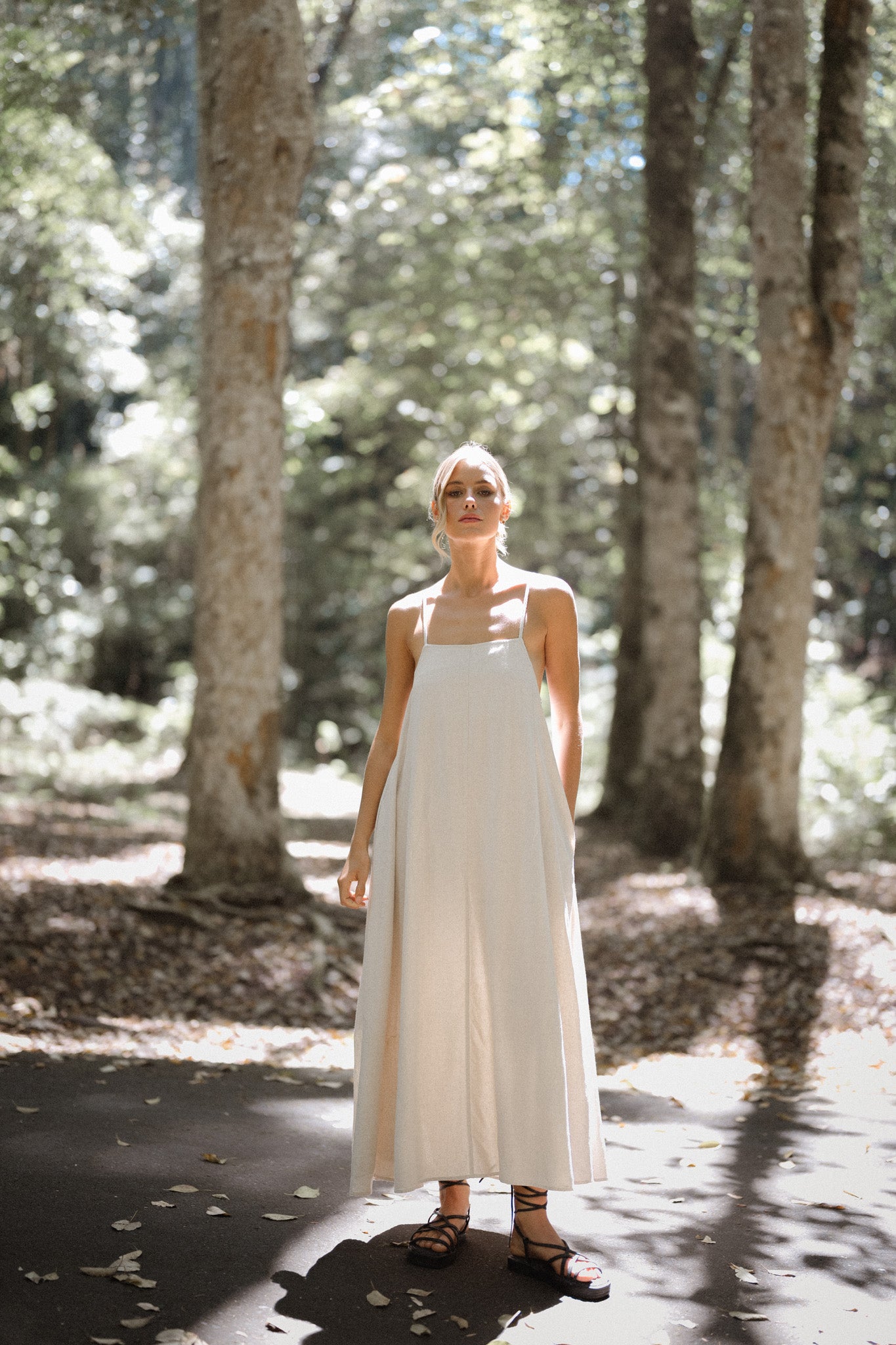 Tie Back Linen Dress