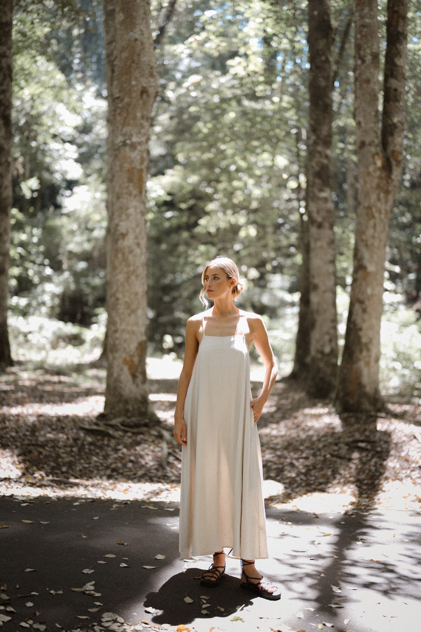 Tie Back Linen Dress