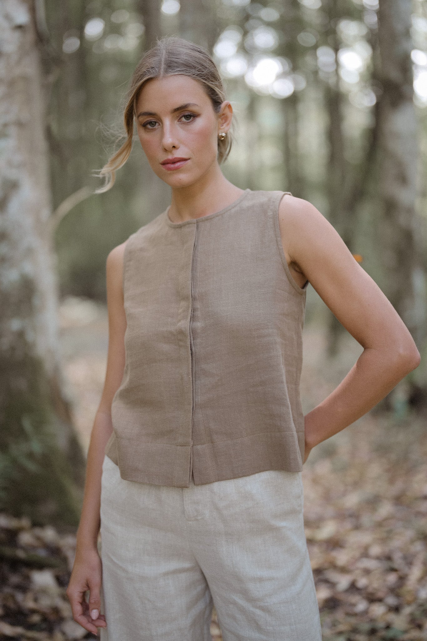 Sleeveless Linen Top