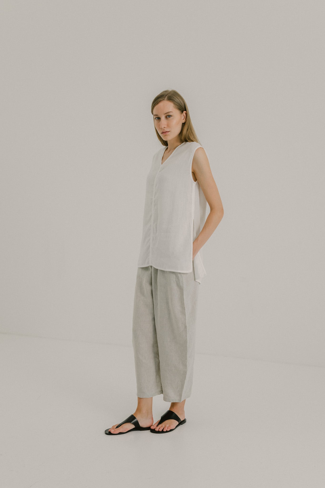 V Neck Linen Top