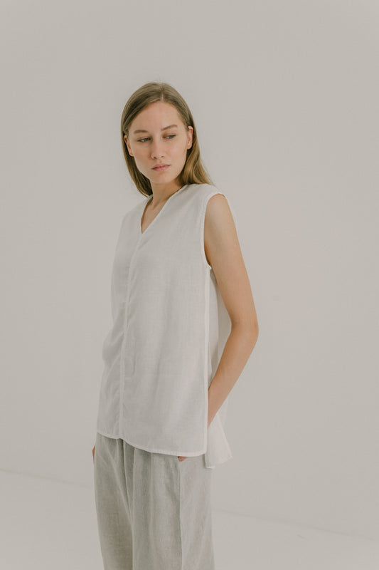 V Neck Linen Top