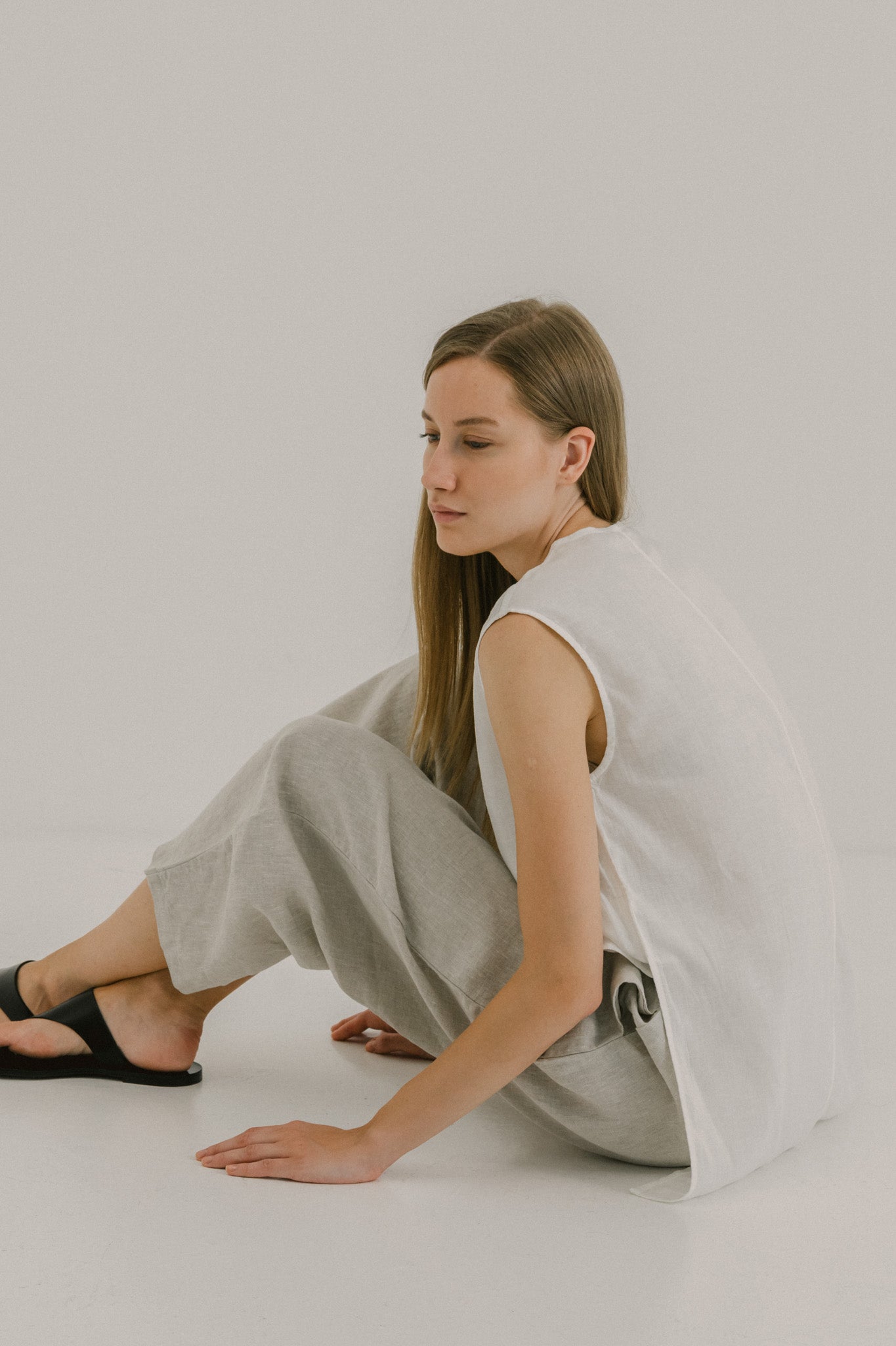 V Neck Linen Top