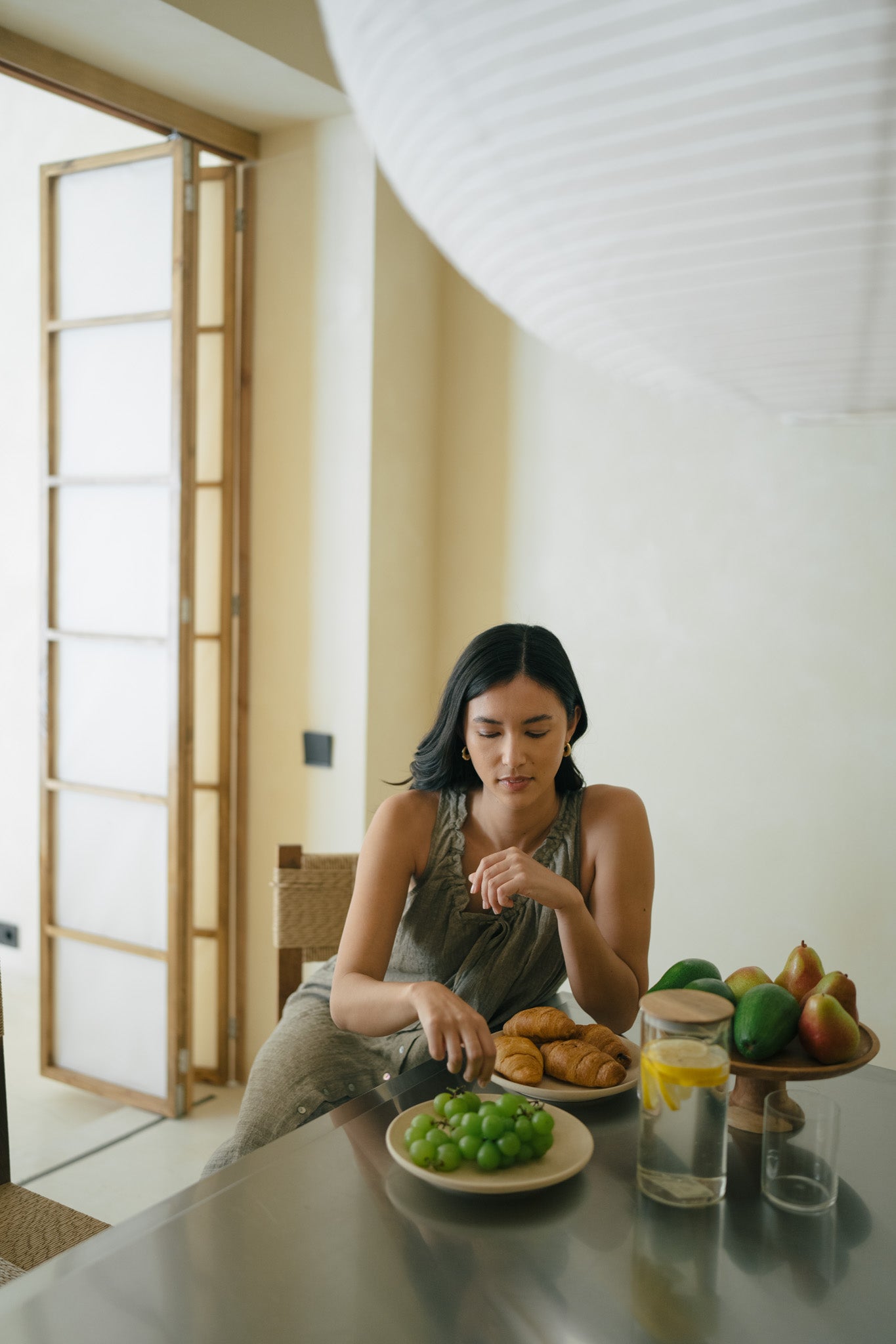 V Neck Texture Linen Dress