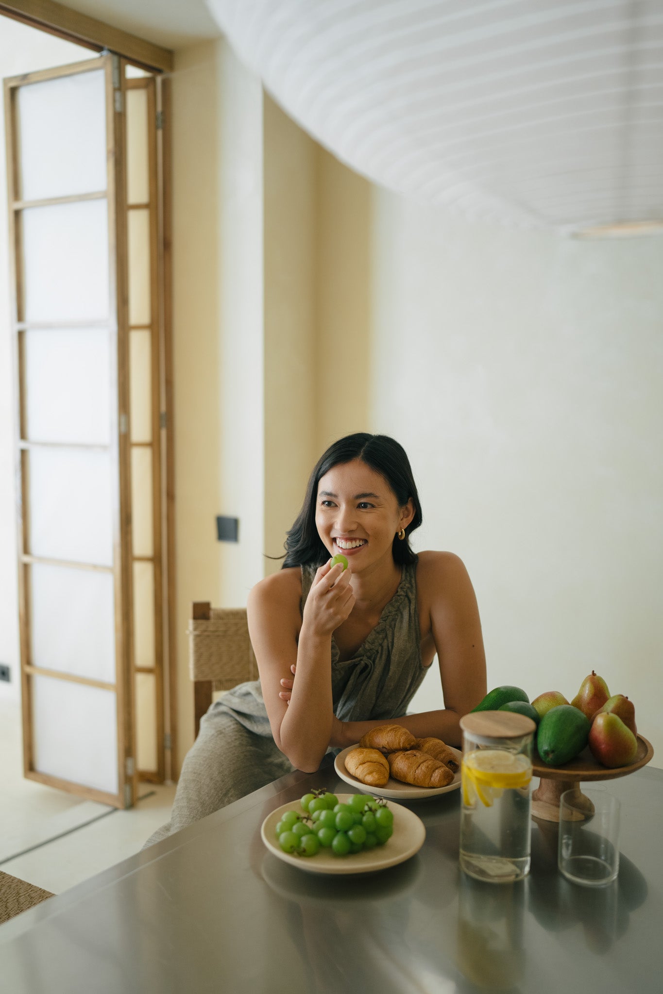 V Neck Texture Linen Dress