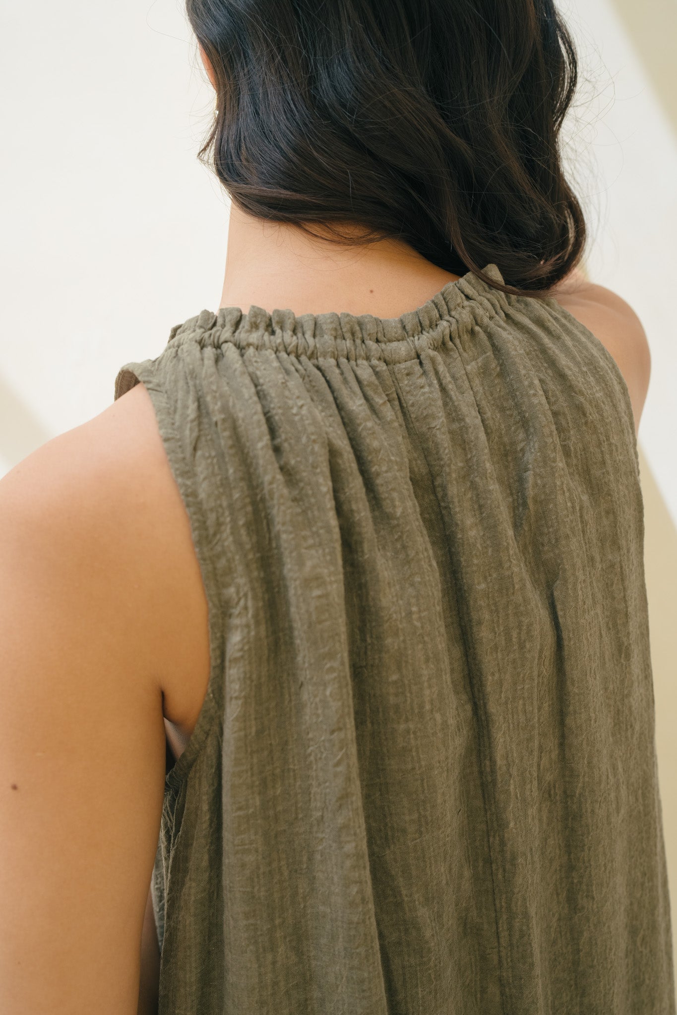 V Neck Texture Linen Dress