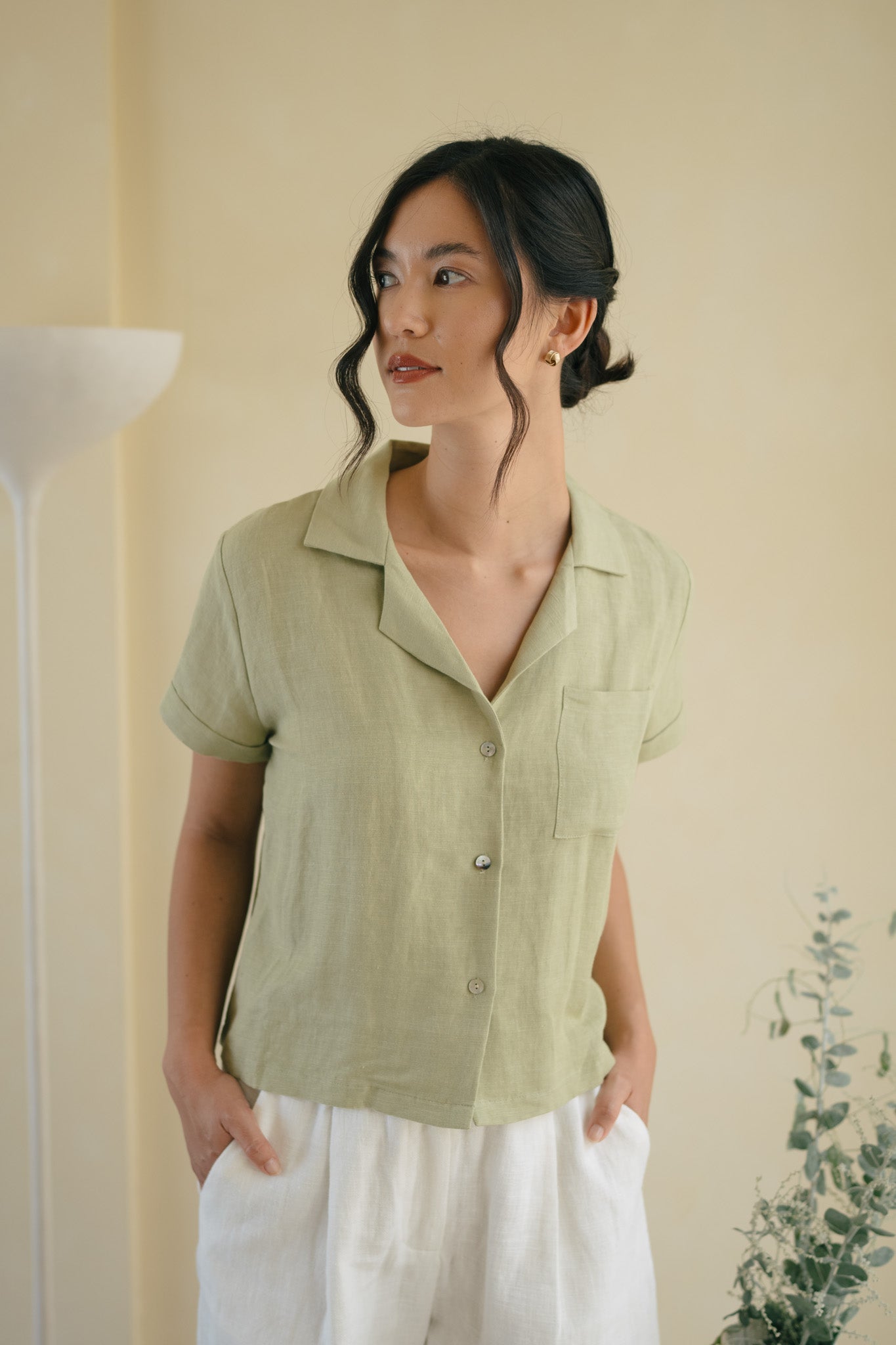 Camp Collar Linen Shirt