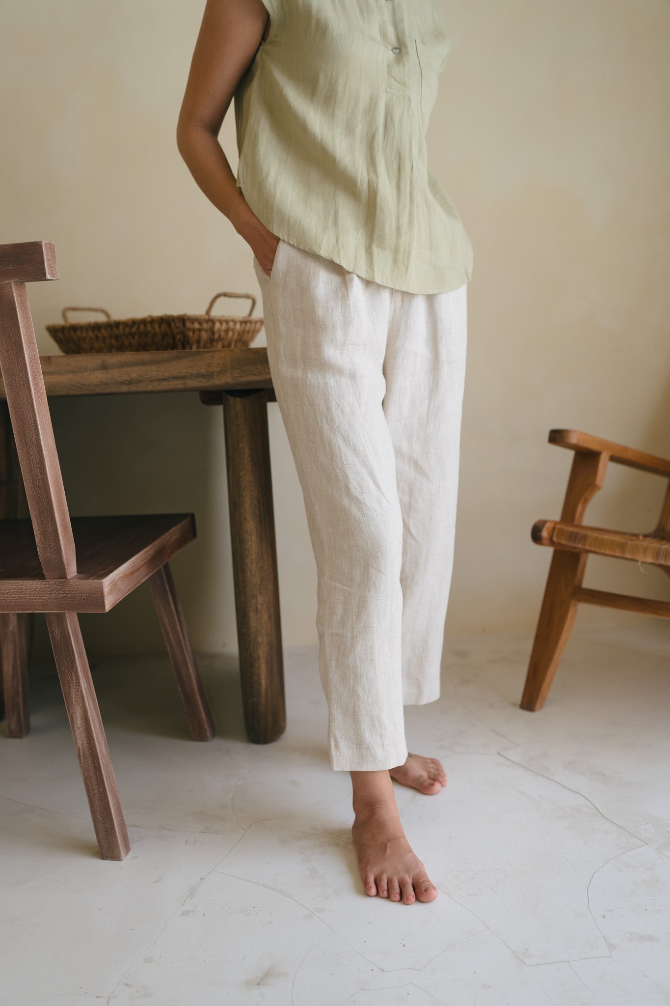 Stand Collar Linen Shirt