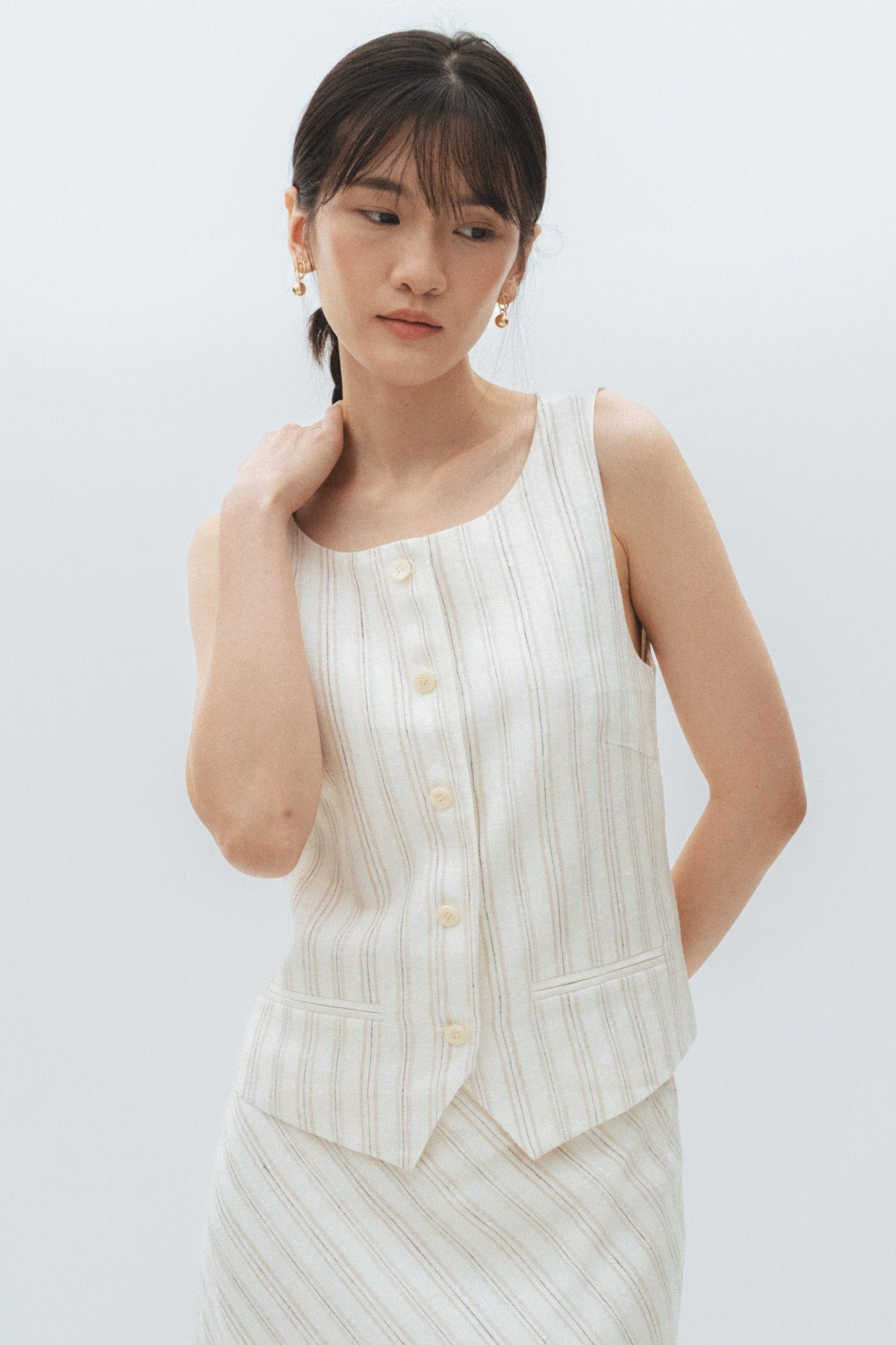 Stripe Linen Vest
