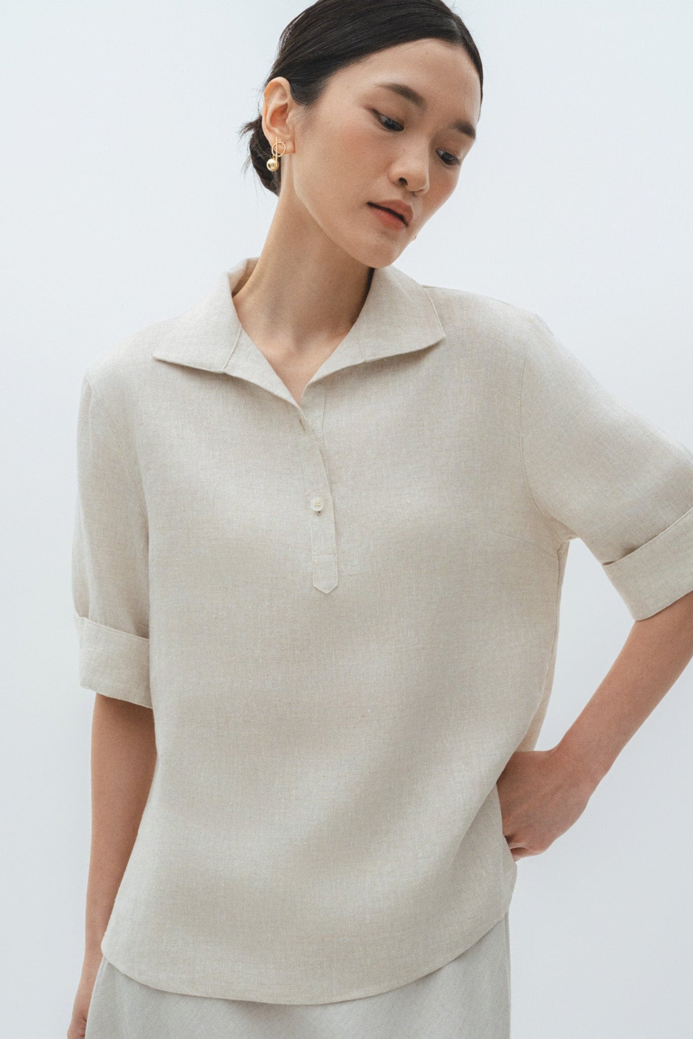 Linen Blouse with Collar