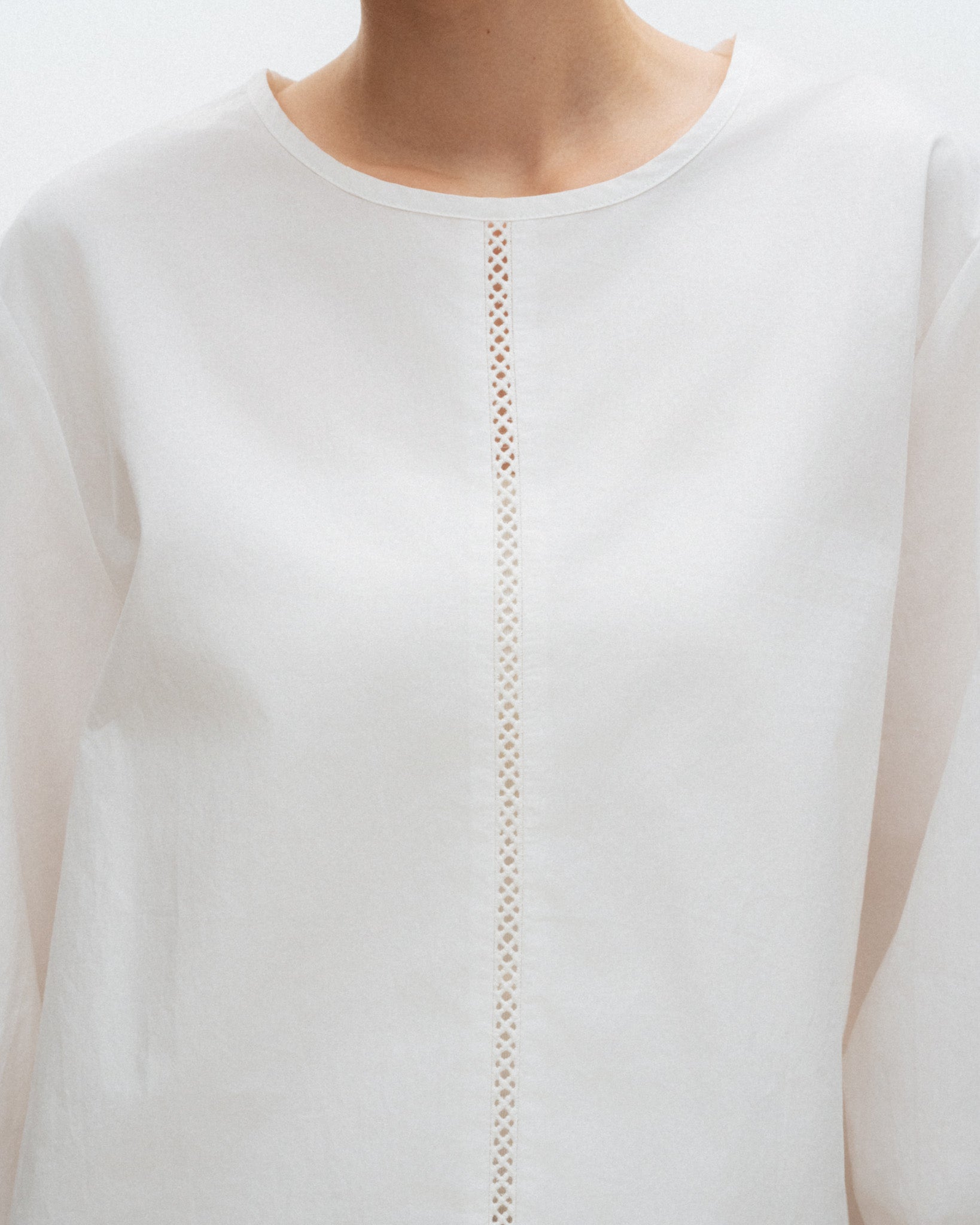 Lace Trim Long Sleeve Blouse