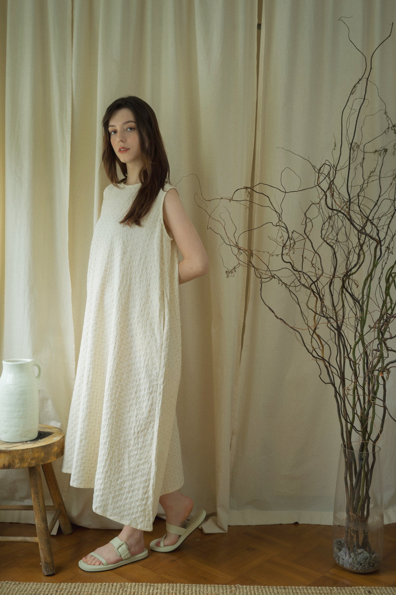 Textured Linen Flare Dress